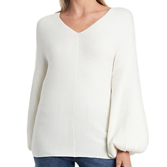 NWT Revolve 1.State Ribbed Balloon Sleeve Cotton Modal Blend Sweater Size L - Picture 2 of 9